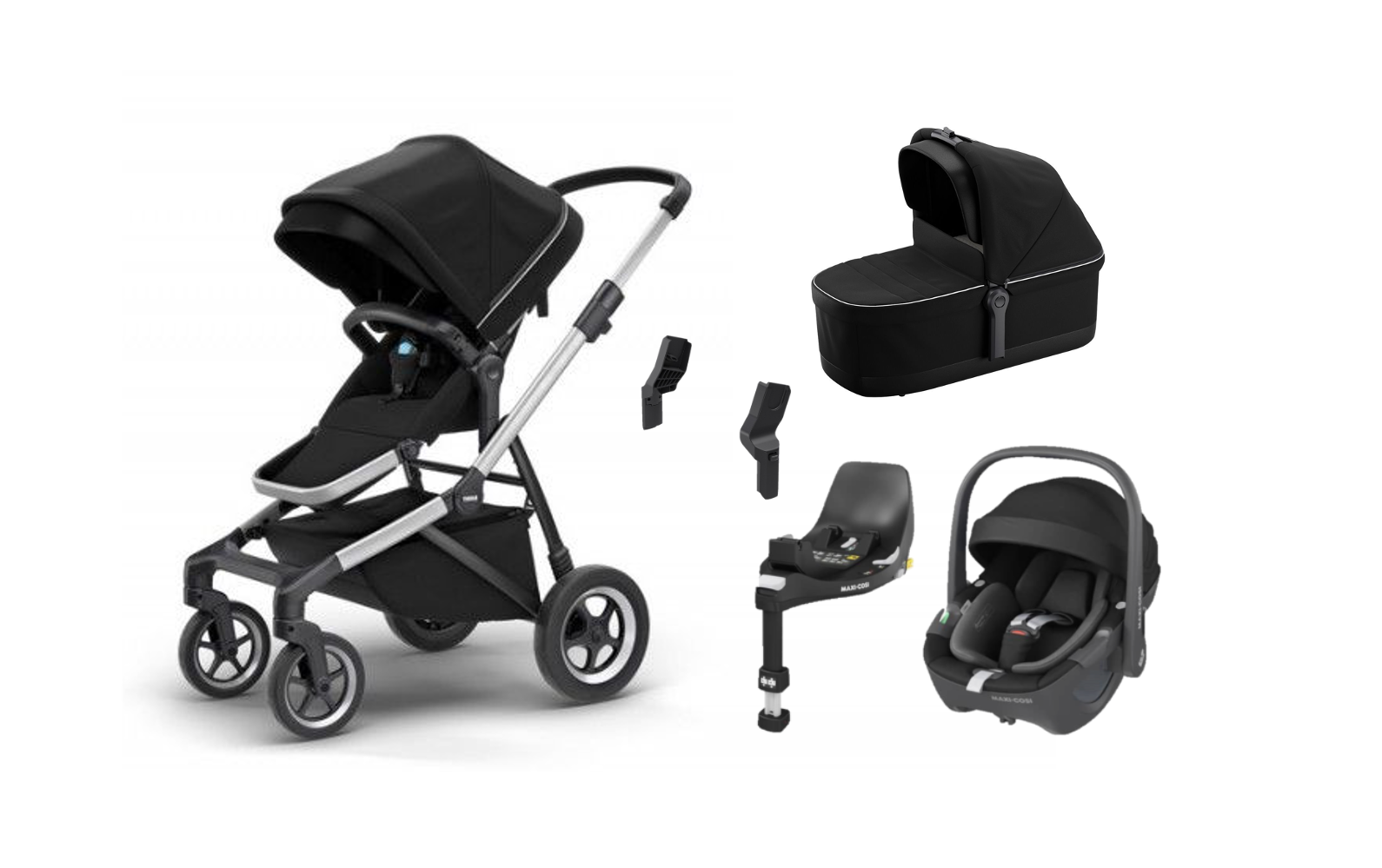 Thule Sleek on Aluminum with Bassinet and Car Seat Combo